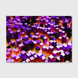 Холст прямоугольный Фиолетовые блоки в оранжевом тумане, цвет: 3D-принт — фото 2