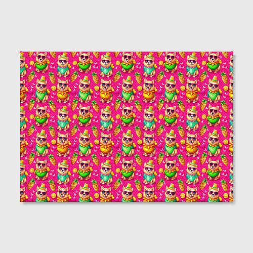 Картина прямоугольная Щенята и летний вайб паттерн / 3D-принт – фото 2