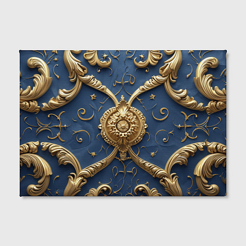 Картина прямоугольная Золотые узоры на синей ткани / 3D-принт – фото 2
