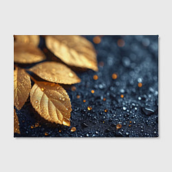 Холст прямоугольный Золотые листья на темном фоне, цвет: 3D-принт — фото 2
