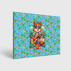 Холст прямоугольный Лисица с гитарой жаркое лето, цвет: 3D-принт