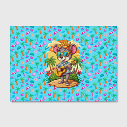 Холст прямоугольный Грызун играет на гитаре жарким летом, цвет: 3D-принт — фото 2