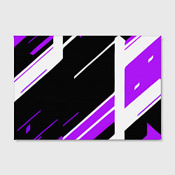 Холст прямоугольный Бело-фиолетовые полосы на чёрном фоне, цвет: 3D-принт — фото 2
