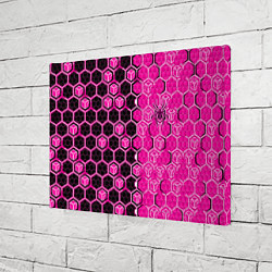 Холст прямоугольный Техно-киберпанк шестиугольники розовый и чёрный с, цвет: 3D-принт — фото 2