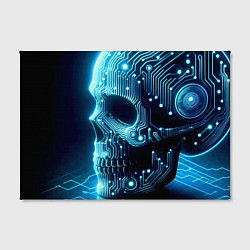 Холст прямоугольный Cyber neon skull - ai art с дорожками на плате, цвет: 3D-принт — фото 2