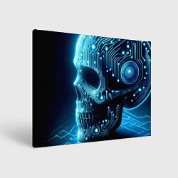 Картина прямоугольная Cyber neon skull - ai art с дорожками на плате