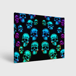 Картина прямоугольная Neon skulls - ai art pattern