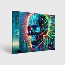 Картина прямоугольная Cool cyber skull - neon glow