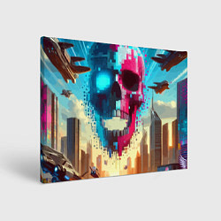 Картина прямоугольная Cool vanguard neon cyber skull - ai art