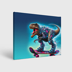 Холст прямоугольный Tyrannosaur on a skateboard - ai art graffiti, цвет: 3D-принт