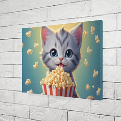 Холст прямоугольный Поп-корн и котенок, цвет: 3D-принт — фото 2