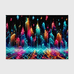 Холст прямоугольный Neon fantastic metropolis - vaporwave, цвет: 3D-принт — фото 2