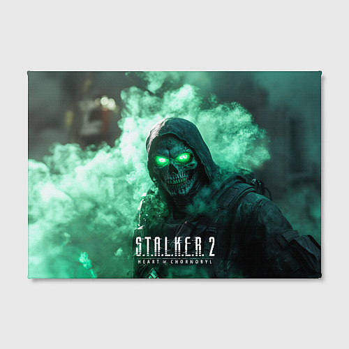 Картина прямоугольная Stalker 2 череп с зелеными глазами / 3D-принт – фото 2