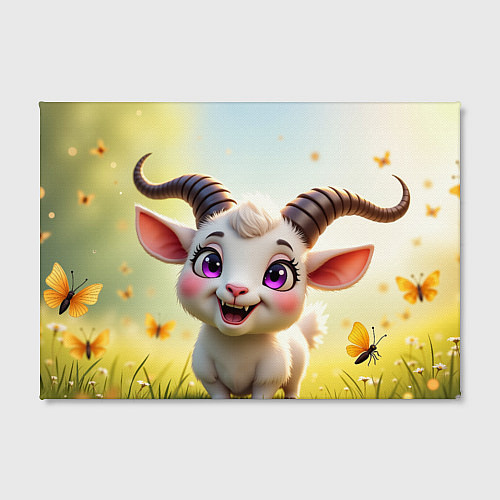 Картина прямоугольная Козлёнок на лугу / 3D-принт – фото 2