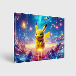 Холст прямоугольный Funny Pikachu - vaporwave, цвет: 3D-принт