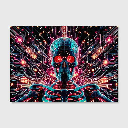 Картина прямоугольная Neon cyber skull - ai art fantasy / 3D-принт – фото 2