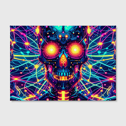 Картина прямоугольная Neon skull - ai art fantasy / 3D-принт – фото 2