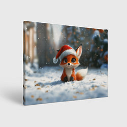 Холст прямоугольный Новогодняя милая лисичка, цвет: 3D-принт