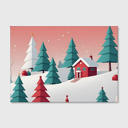 Холст прямоугольный Новогодний домик, цвет: 3D-принт — фото 2