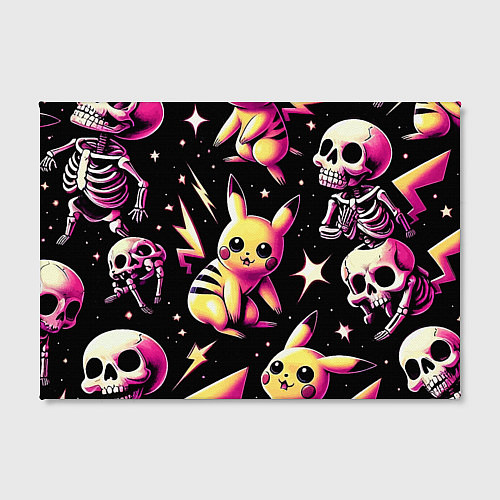 Картина прямоугольная Pikachu and skeletons - pattern / 3D-принт – фото 2
