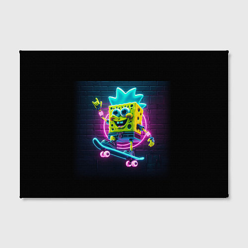 Картина прямоугольная Sponge Bob on a skateboard - ai art fantasy / 3D-принт – фото 2