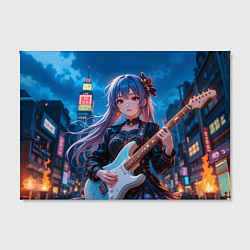 Холст прямоугольный Аниме девочка с электрогитарой, цвет: 3D-принт — фото 2
