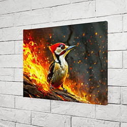 Холст прямоугольный Дятел в огне, цвет: 3D-принт — фото 2