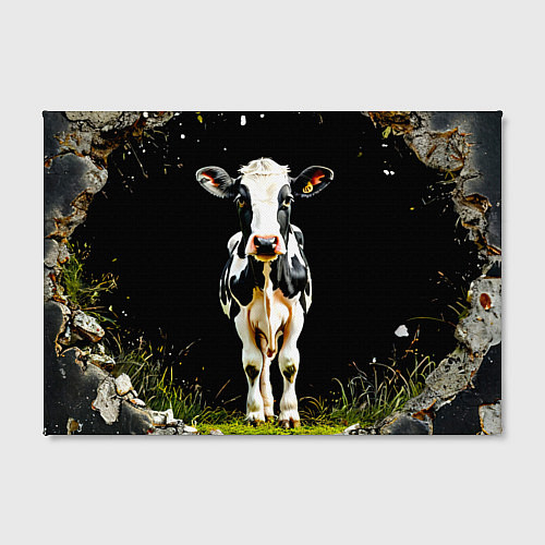Картина прямоугольная Корова на черном / 3D-принт – фото 2