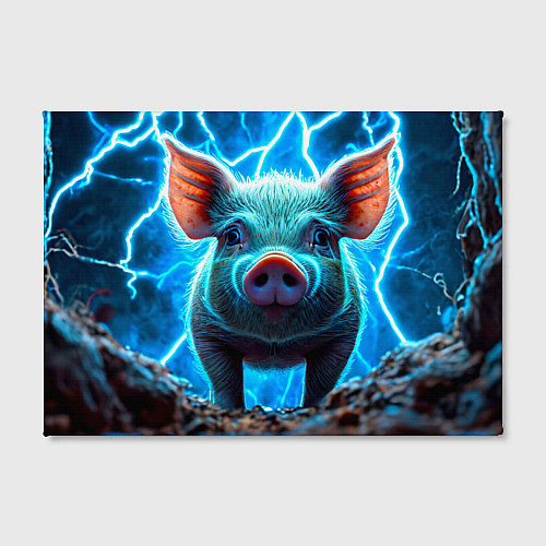 Картина прямоугольная Свинья и разряды молний / 3D-принт – фото 2
