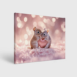 Холст прямоугольный Влюбленные белочки с сердечком, цвет: 3D-принт