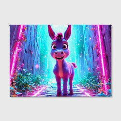 Холст прямоугольный Ослик в неоновых искрах, цвет: 3D-принт — фото 2