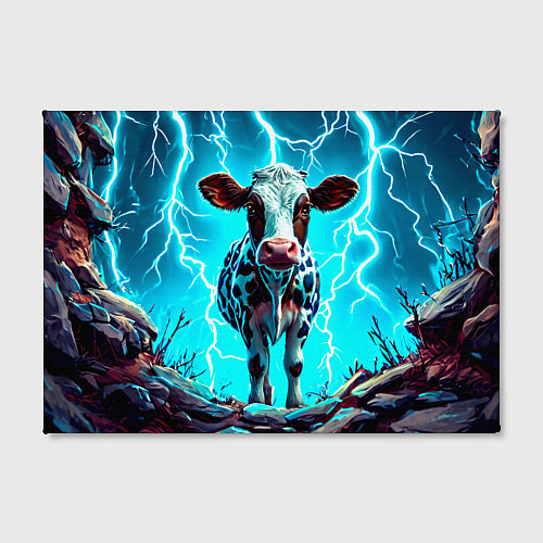 Картина прямоугольная Корова в разрядах молнии / 3D-принт – фото 2
