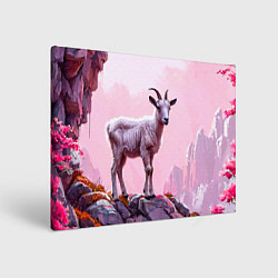 Холст прямоугольный Козлик в розовом свете, цвет: 3D-принт