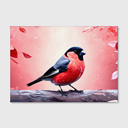 Холст прямоугольный Снегирь на розовом, цвет: 3D-принт — фото 2