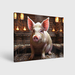 Холст прямоугольный Довольная свинья, цвет: 3D-принт