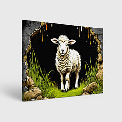 Холст прямоугольный Овечка на черном, цвет: 3D-принт