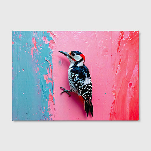 Картина прямоугольная Дятел на розовой стене / 3D-принт – фото 2
