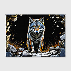 Холст прямоугольный Волк на черном, цвет: 3D-принт — фото 2