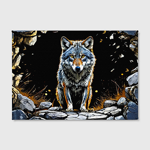 Картина прямоугольная Волк на черном / 3D-принт – фото 2