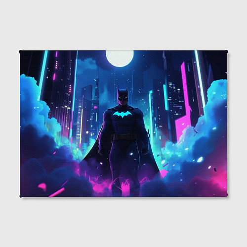 Картина прямоугольная Бэтмен неоновый город / 3D-принт – фото 2