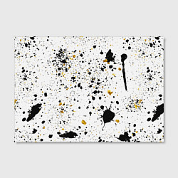 Холст прямоугольный Черные и золотистые пятна краски на белом фоне, цвет: 3D-принт — фото 2