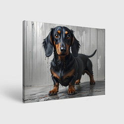 Холст прямоугольный Такса на сером фоне, цвет: 3D-принт