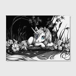 Холст прямоугольный Белый единорог с голубыми глазами, цвет: 3D-принт — фото 2