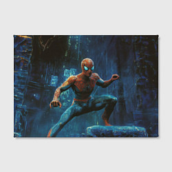Холст прямоугольный Человек - паук в ночном городе, цвет: 3D-принт — фото 2