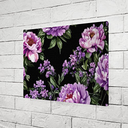Холст прямоугольный Пионы и лаванда винтажный узор, цвет: 3D-принт — фото 2