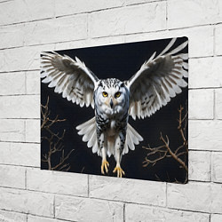 Холст прямоугольный Белая сова на темном фоне, цвет: 3D-принт — фото 2