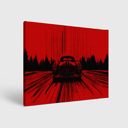 Холст прямоугольный Спорткар на красном фоне, цвет: 3D-принт