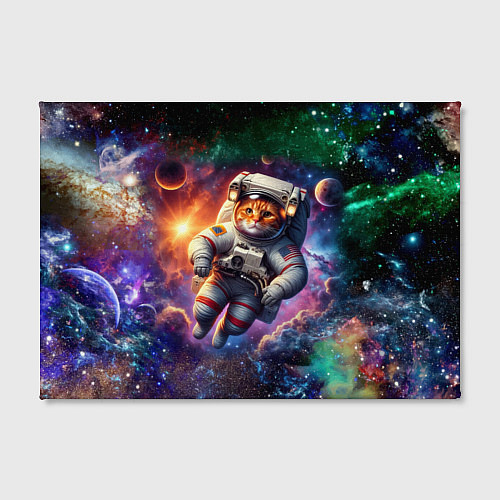 Картина прямоугольная Котик бравый космонавт - неон / 3D-принт – фото 2