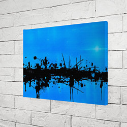 Холст прямоугольный Черные брызги краски на синем, цвет: 3D-принт — фото 2