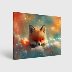 Холст прямоугольный Лисенок спит на облаке, цвет: 3D-принт